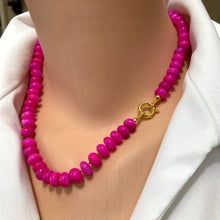 Load image into Gallery viewer, Hot Pink Opal Candy Layering Necklace, 18.5&quot;in, Gold Vermeil Plated Silver Marine Closure
