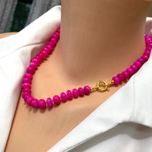 Lade das Bild in den Galerie-Viewer, Hot Pink Opal Candy Necklace, 18.5&quot;in, Gold Vermeil Plated Sterling Silver Marine Closure
