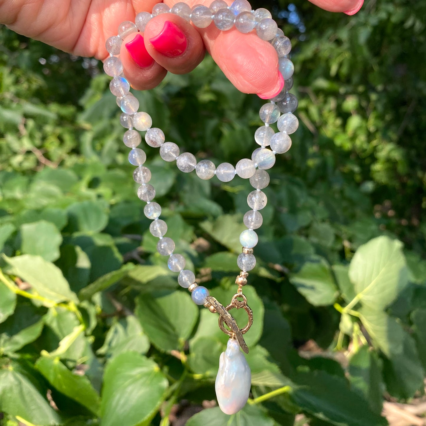 LIVE #18 & #19 - Labradorite & Baroque Pearl Pendant Necklace