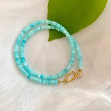 Load image into Gallery viewer, Sky Blue Peruvian Opal Choker Necklace, Gold, 16&quot;
