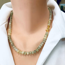 Carica l&#39;immagine nel visualizzatore di Gallery, Shaded Prehnite Candy Necklace, Gold Vermeil Plated Marine Closure and Details, 19.5&quot;in
