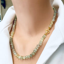 Charger l&#39;image dans la galerie, Shaded Prehnite Candy Necklace, Gold Vermeil Plated Marine Closure and Details, 19.5&quot;in
