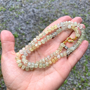 Shaded Prehnite Candy Necklace, Gold Vermeil Plated Marine Closure and Details, 19.5"in