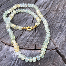 Load image into Gallery viewer, Shaded Prehnite Candy Necklace, Gold Vermeil Plated Marine Closure and Details, 19.5&quot;in
