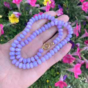 Bright Purple Opal Candy Necklace, 18.5"inches, Gold Vermeil Plated Sterling Silver Push Lock Closure