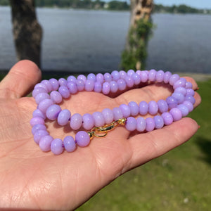 Bright Purple Opal Candy Necklace, 18.5"inches, Gold Vermeil Plated Sterling Silver Push Lock Closure