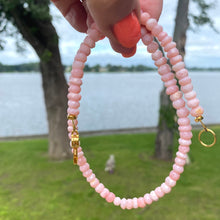 Carica l&#39;immagine nel visualizzatore di Gallery, Pink Opal Short Necklace, 15&quot;-17&quot;inches, Gold Vermeil Plated Sterling Silver Lobster Closure
