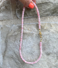 Charger l&#39;image dans la galerie, Pink Opal Short Necklace, 15&quot;-17&quot;inches, Gold Vermeil Plated Sterling Silver Lobster Closure
