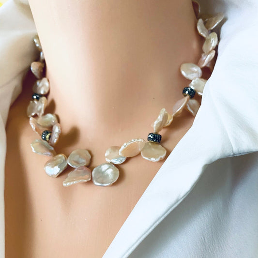 Pink lavender petal pearls choker necklace showcasing elegant freshwater petal pearls handcrafted in Canada.