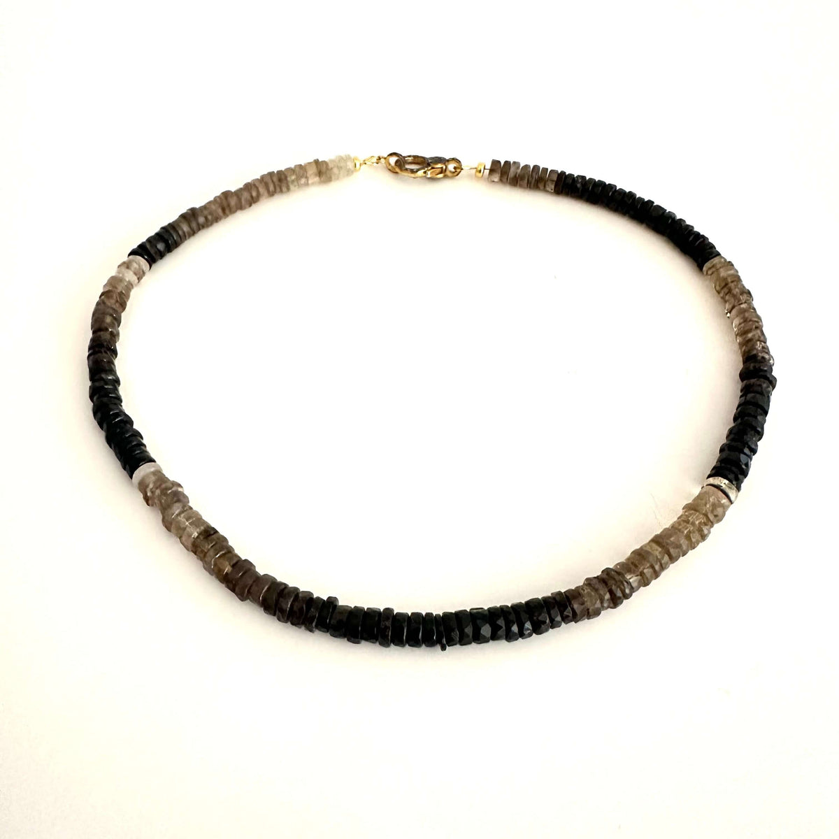 close up faceted smoky quartz necklace 