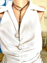 Carica l&#39;immagine nel visualizzatore di Gallery, Multi Tourmaline &amp; two Large Baroque Pearls Lariat Necklace
