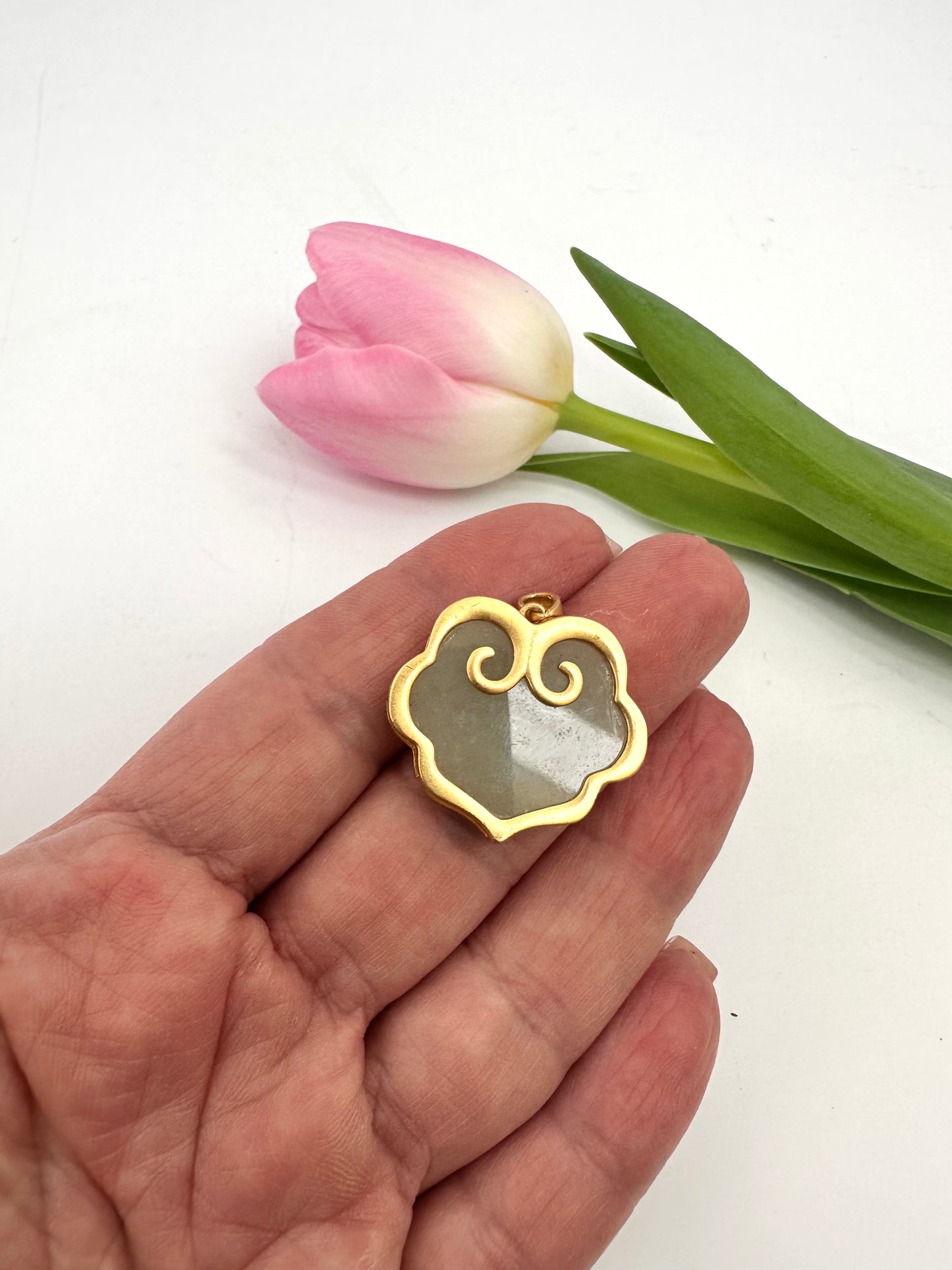 Hotan Jade Pendant in Gold Vermeil – Natural Nephrite Jade Statement Charm