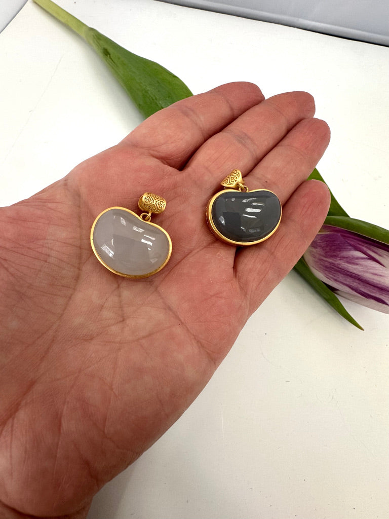 Hotan Jade Charm Pendant, Natural Nephrite Jade in Gold Bezel, Dark or Light Green