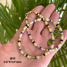 Carica l&#39;immagine nel visualizzatore di Gallery, Multi Color Gemstones Choker Necklaces with Gold Coated Hematite Tire Beads, Gold Plated Brass, 16&quot;inches
