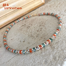 Load image into Gallery viewer, Multi Color Gemstones Choker Necklaces with Gold Coated Hematite Tire Beads,16&quot;in
