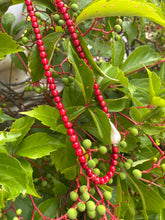 Cargar imagen en el visor de la galería, Red Coral Short Necklace with Natural Baroque Pearl and Sterling Silver Details, 18&quot;inches
