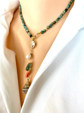 Charger l&#39;image dans la galerie, Mini African Turquoise Necklace with Gold Filled Starfish and Shell Pendant, Summer Necklace
