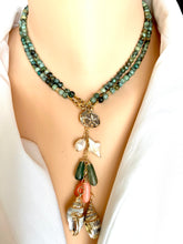 Charger l&#39;image dans la galerie, Mini African Turquoise Necklace with Gold Filled Starfish and Shell Pendant, Summer Necklace
