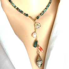 Charger l&#39;image dans la galerie, Mini African Turquoise Necklace with Gold Filled Starfish and Shell Pendant, Summer Necklace
