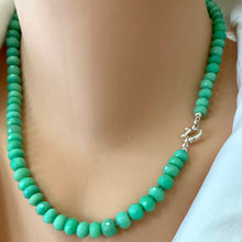 Carica l&#39;immagine nel visualizzatore di Gallery, Green Chalcedony Hand Knotted &amp; Graduated Candy Necklace, Sterling Silver Marine Closure, 18&quot;in
