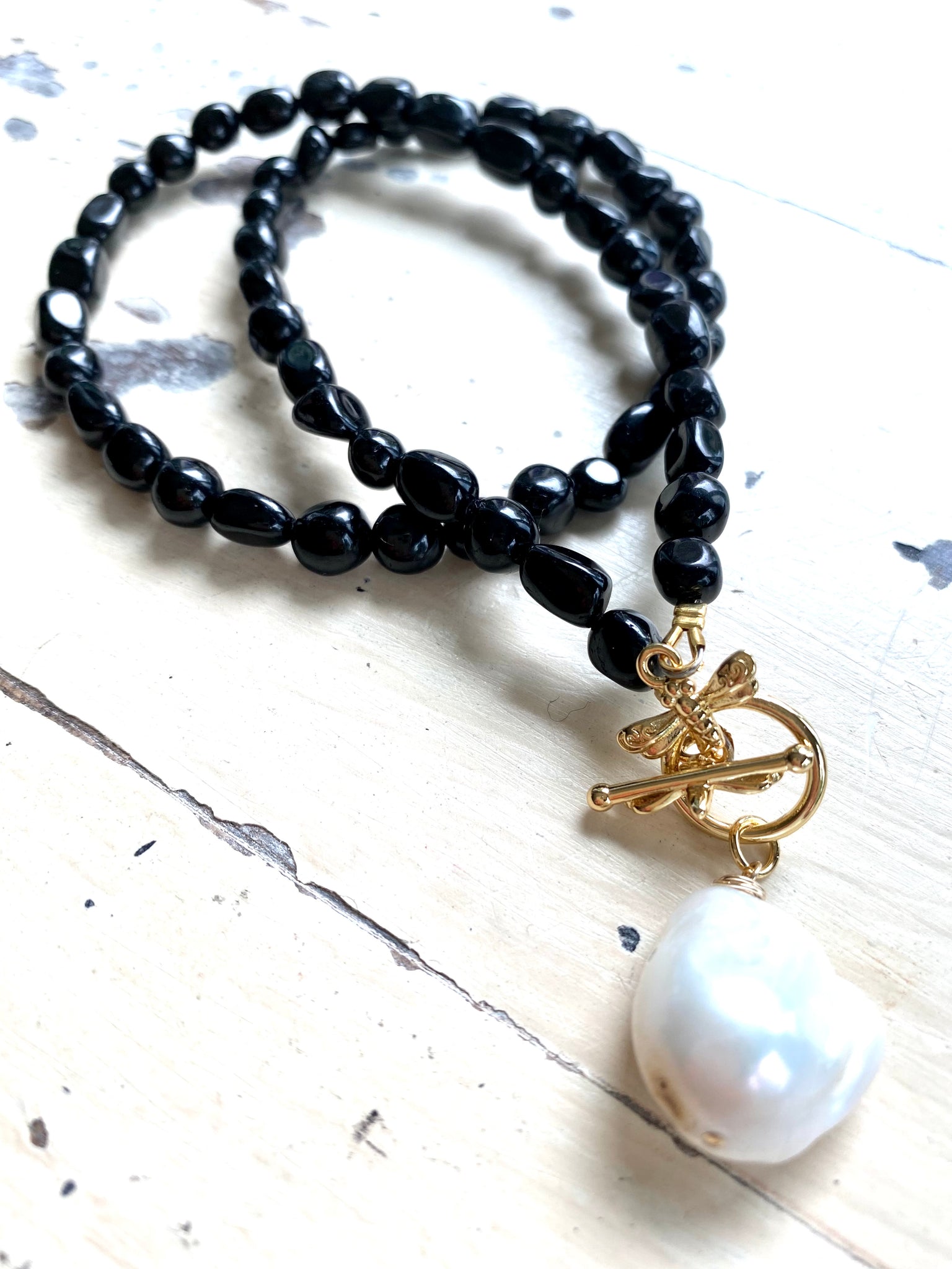 Brass White Real pearl Chanel mala