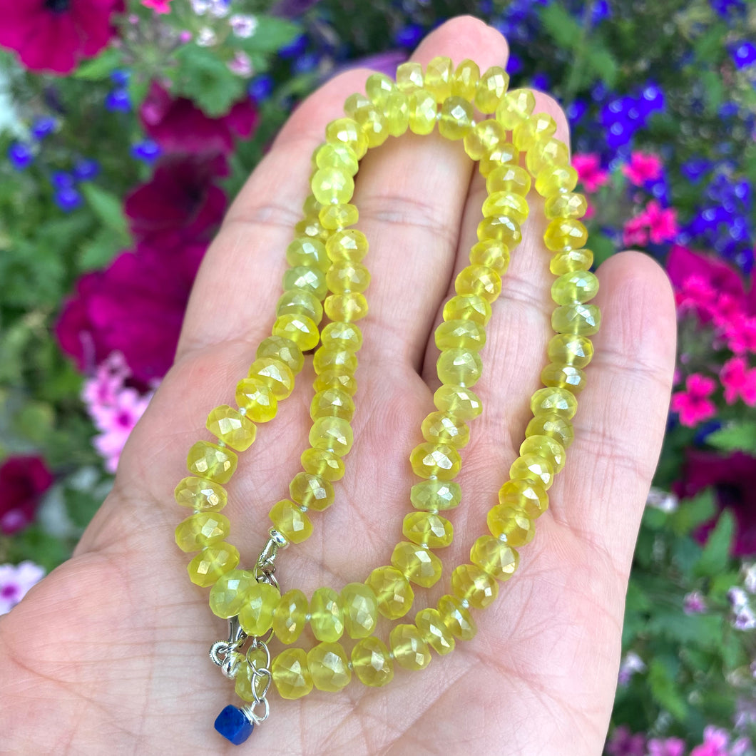 Hand Knotted Yellow Green Chalcedony Candy Necklace, 16.5