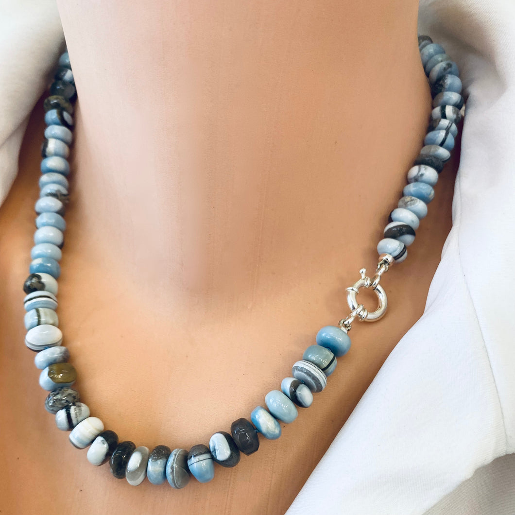 Blue Boulder Opal Candy Necklace, 18.5