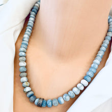 Carica l&#39;immagine nel visualizzatore di Gallery, Shaded Blue Grey Boulder Opal Short Necklace, Diamond Pave Sterling Silver, 19.5&quot;inches
