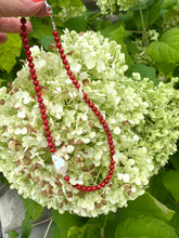 Cargar imagen en el visor de la galería, Red Coral Short Necklace with Natural Baroque Pearl and Sterling Silver Details, 18&quot;inches
