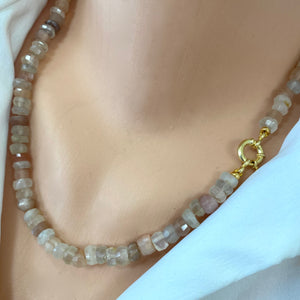 Mixed Moonstone Candy Necklace, 20"in, Gold Vermeil, June Birthstone