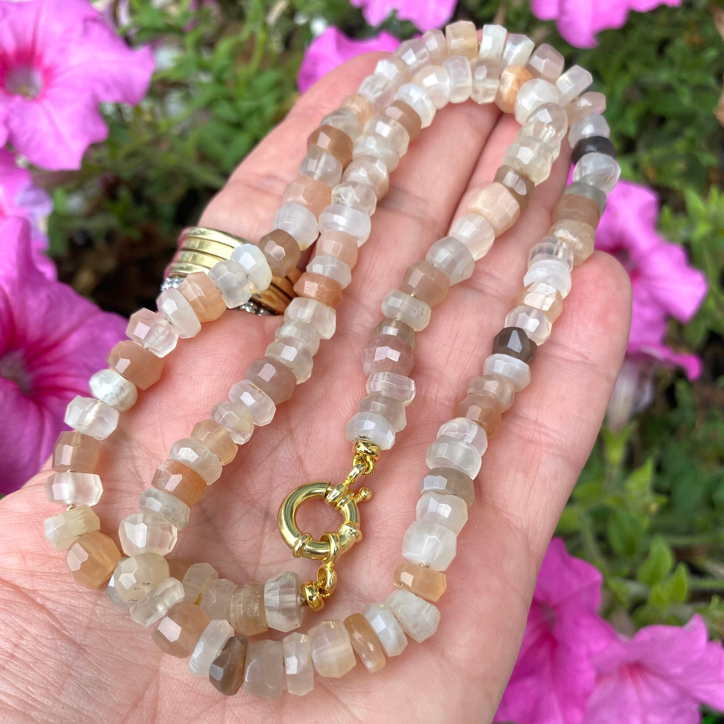 Mixed Moonstone Candy Necklace, 20