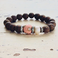 Lade das Bild in den Galerie-Viewer, Carved Wood Druzy Agate Golden Geode Stack Bracelet at $55
