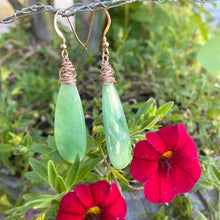 Load image into Gallery viewer, Teardrop Green Onyx Earrings, 14k GF
