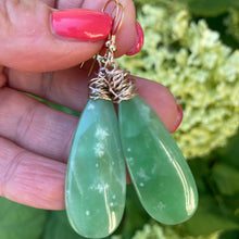 Load image into Gallery viewer, Teardrop Green Onyx Earrings, 14k GF

