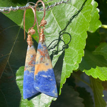 Load image into Gallery viewer, Natural African Sodalite Gemstone Boho Earrings, Rose Gold Vermeil
