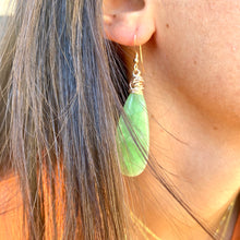 Load image into Gallery viewer, Teardrop Green Onyx Earrings, 14k GF
