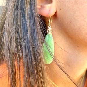 Teardrop Green Onyx Earrings, Gold Filled, Artistic Earrings, Artisan OOAK Jewelry
