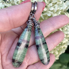 Load image into Gallery viewer, Teardrop Natural Ruby Zoisite Earrings
