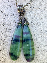 Load image into Gallery viewer, Teardrop Natural Ruby Zoisite Earrings

