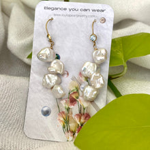 Cargar imagen en el visor de la galería, Keshi Pearl Drop Earrings, Gold Filled Hook and Blue Cubic Zirconia Bezel
