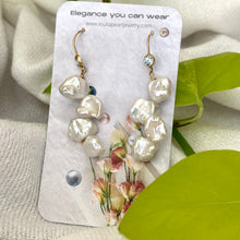 Load image into Gallery viewer, Keshi Pearl Drop Earrings, Gold Filled Hook and Blue Cubic Zirconia Bezel
