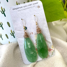 Load image into Gallery viewer, Teardrop Green Onyx Earrings, 14k GF
