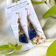 Load image into Gallery viewer, Natural African Sodalite Gemstone Boho Earrings, Rose Gold Vermeil
