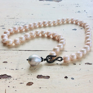 Classy Diamond Pink Pearl Necklace at $450