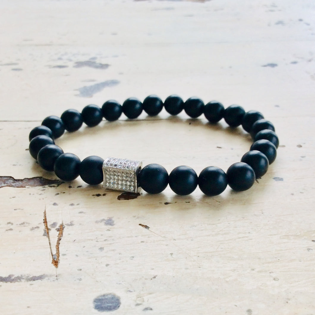 Black Onyx Stretchy Bracelet at $90