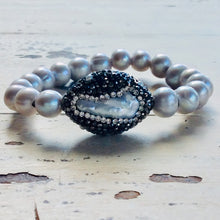 Lade das Bild in den Galerie-Viewer, Silver pearl Stretch Bracelet,Stackable Bracelet,Boho Chic Bracelet, Freshwater Pearl Bracelet
