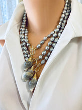 Charger l&#39;image dans la galerie, Real Seashell and Freshwater Grey Pearl Necklace Gray Shell Pendant, 19/20/21”inches
