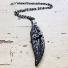 Load image into Gallery viewer, Diamonds Paved Wood Leaf Pendant Necklace
