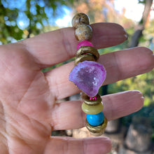 Load image into Gallery viewer, Hot Pink Quartz bracelet Druzy Crystal Gemstone, Natural Jasper Bracelet
