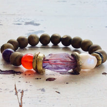 Load image into Gallery viewer, Orange Chalcedony and Amethyst bracelet

